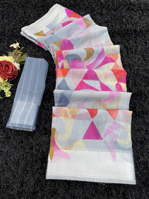 Gugaliya Embellished Chanderi Cotton Linen, Chanderi Saree(Multicolor)