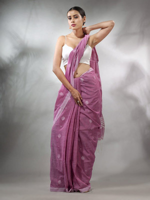 Moumitasaree Self Design, Solid/Plain Tant Pure Cotton Saree(Blue)