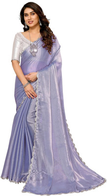 Dharvee fashion Self Design, Solid/Plain Bollywood Organza Saree(Purple)