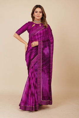 DIVYASHAKTI FASHION Embellished Bhagalpuri Silk Blend Saree(Purple)