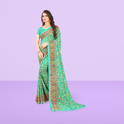 Leelavati Printed Daily Wear Georgette Saree(Light Green)