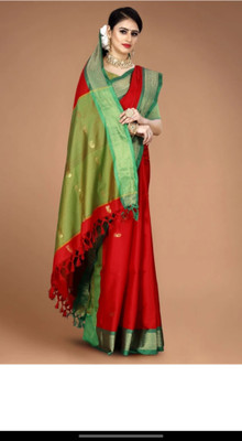 Mortal Textile Animal Print Assam Silk Cotton Silk Saree(Maroon)