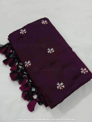 Basuu store Printed Handloom Pure Cotton Saree(Maroon)