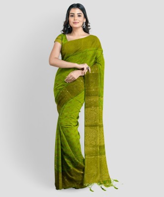 MAJDASAREES Embellished Banarasi Silk Blend Saree(Green)