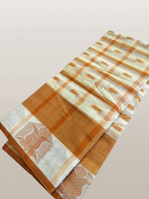Bikash Dutta Fashion Self Design Tant Pure Cotton Saree(Green, White)
