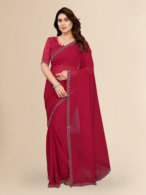 Moda Rapido Embellished Bollywood Georgette Saree(Maroon)