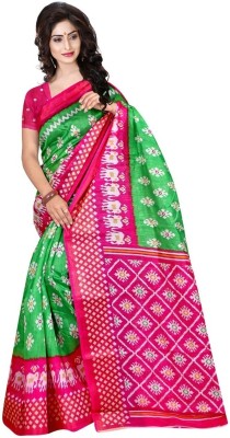 Saadhvi Printed Kalamkari Art Silk Saree(Green)