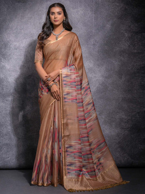 Tasrika Woven Chinnalapattu Linen Saree(Beige)