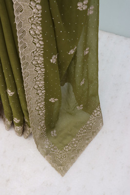 SHUBHDRASHTI NX Embroidered Bollywood Organza Saree(Light Green)