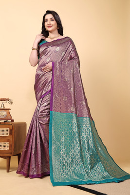 JAY KHODIYAR EMBROIDERY Woven, Self Design Bollywood Jacquard Saree(Purple)