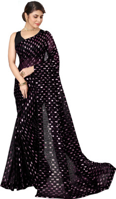 b bella creation Embellished Bollywood Georgette Saree(Black, Pink)