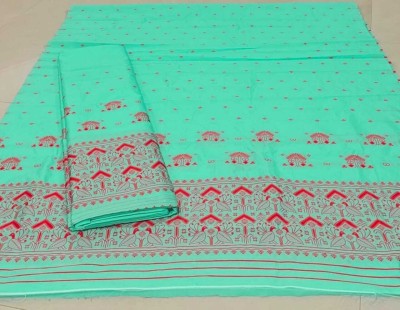 vrajnetic Woven Mekhela Chador Pure Silk Saree(Light Green)