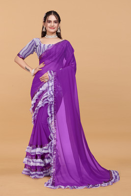 edina internastional Self Design Bollywood Georgette Saree(Purple)