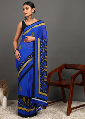 Leelavati Printed Daily Wear Georgette Saree(Blue)