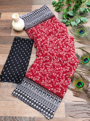 Anand Sarees Printed Daily Wear Georgette Saree(Red, Black)