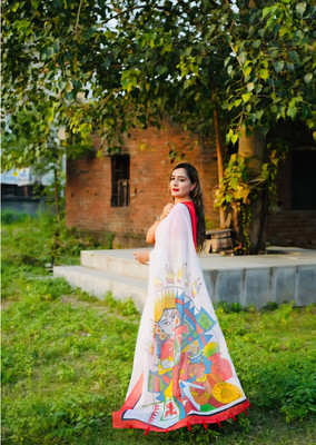 Arpita Fashion Floral Print, Digital Print Bollywood Linen Saree(Multicolor)