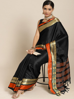 Divastri Woven Daily Wear Art Silk Saree(Black)
