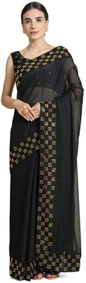 pUNYATHA CREATION Embellished Bollywood Crepe Saree(Black)