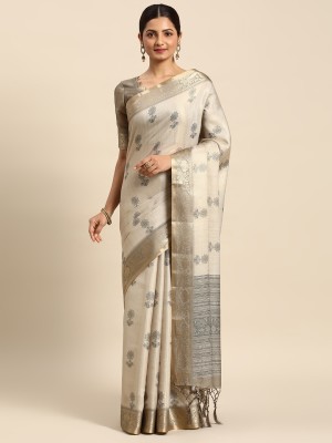 RekhaManiyar Digital Print Chanderi Cotton Silk Saree(Grey)
