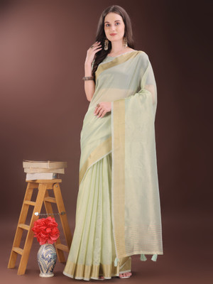 Tasrika Woven Kanjivaram Organza Saree(Green)