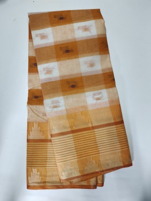 JHARNA Self Design Tant Pure Cotton Saree(Gold)