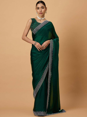 Sareemall Embellished Bollywood Chiffon Saree(Green)