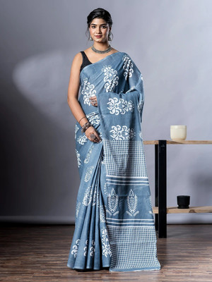 Shreeji Textiles Printed Bollywood Mulmul Saree(Grey)