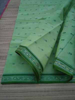 Ganesh plastic and industry Woven Tant Pure Cotton Saree(Green)