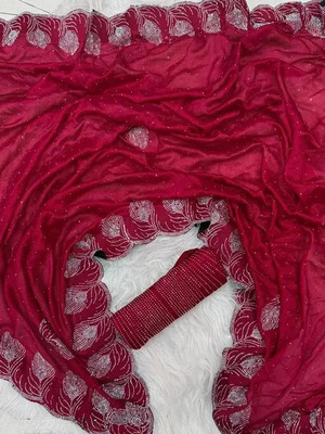 Rj Febric Embroidered Bollywood Jimmy choo Saree(Maroon)