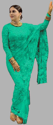Mactos Embroidered Bollywood Net Saree(Light Green)