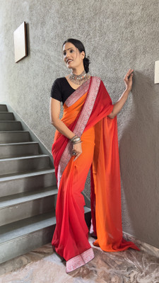 A To Z Cart Ombre Bollywood Georgette Saree(Red)