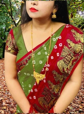 S.R.TEXTILES Woven Bandhani Crepe Saree(Multicolor)