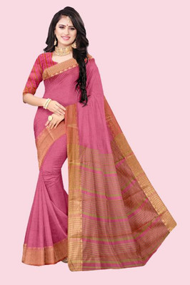 GOGAJI COLLECTION Self Design, Woven Maheshwari Cotton Silk, Art Silk Saree(Magenta)