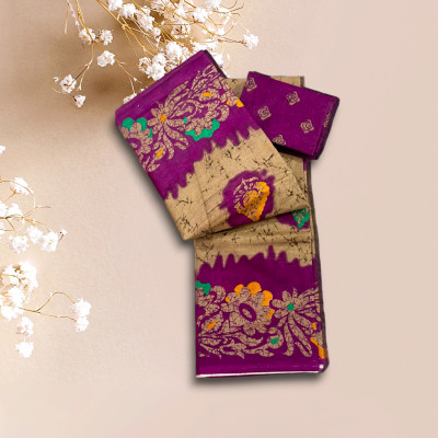 JK FINERY Printed Ikkat Pure Cotton Saree(Multicolor)
