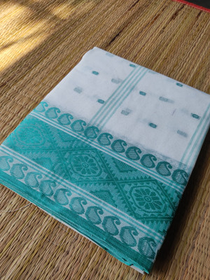 Abarani Woven Tant Pure Cotton Saree(White)