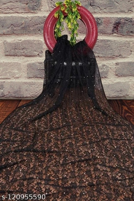 NEXA Solid/Plain Bollywood Net Saree(Black)