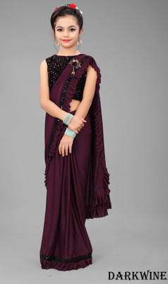 VRAJTEX FAB Embellished Bollywood Lycra Blend Saree(Purple)