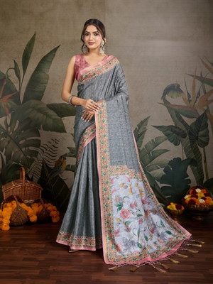 Tasrika Woven Bollywood Silk Blend Saree(Grey)