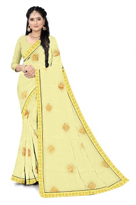 Kashtabhanjan nx Embroidered Bollywood Chiffon Saree(Yellow)