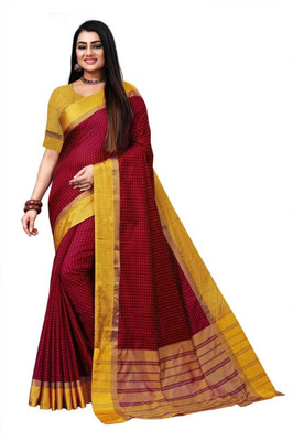 HouseOfCommon Solid/Plain Bollywood Linen Saree(Maroon)