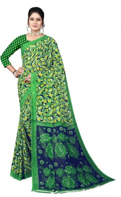 Guru Alankar Printed Daily Wear Chiffon Saree(Green)