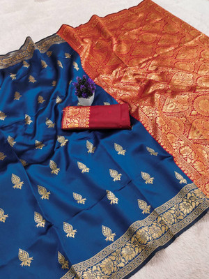 TARTAM Printed Banarasi Jacquard Saree(Blue)