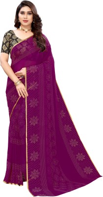 FABMORA Embellished Daily Wear Chiffon, Georgette Saree(Purple)