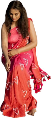 VM ENTERPRISES Digital Print Bollywood Cotton Linen Saree(Red)