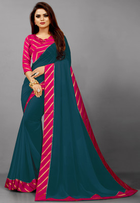 Rashiklal & Co. Self Design Bollywood Georgette Saree(Blue)