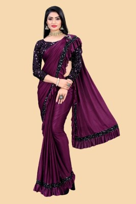 Apnisha Embellished Bollywood Lycra Blend Saree(Magenta)