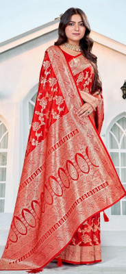 Navritis Woven, Self Design Banarasi Pure Silk Saree(Magenta)