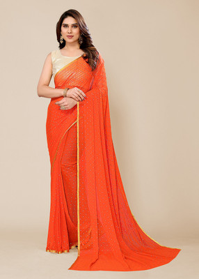 Prutha Fashions Embellished Bollywood Chiffon Saree(Orange)