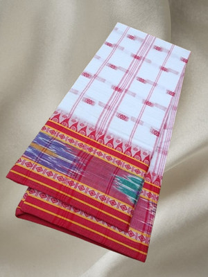 Happy Creation Woven Tant Cotton Blend Saree(White)