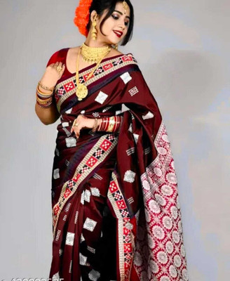 arcticsaree Woven Sambalpuri Art Silk Saree(Brown)
